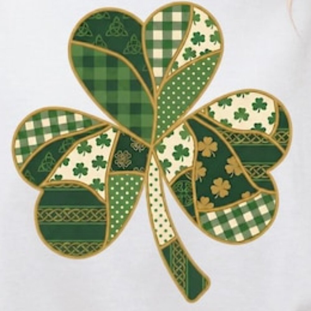 St Patrick's Day Shirt, Patchwork Shamrock Irish Printed T-Shirt - Picture 2 of 4